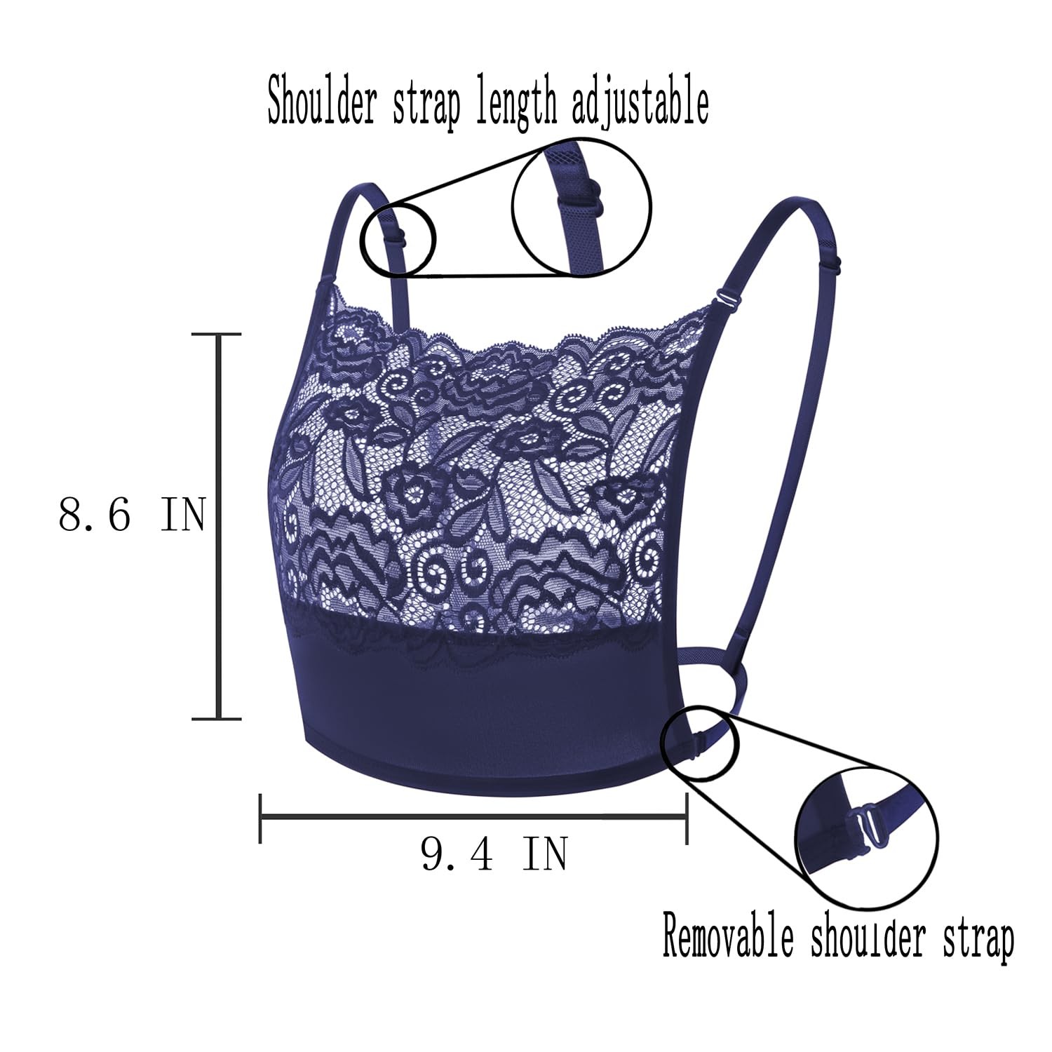 Mock Camisole Bra Insert Overlay Modesty Panel Lady Lace 7 Pcs