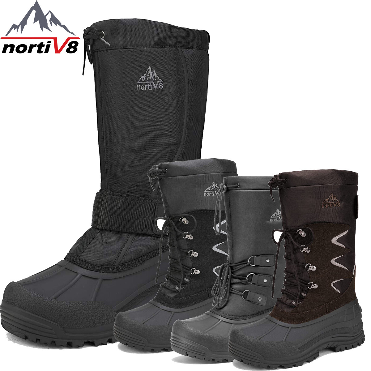 NORTIV 8 Men’s Snow Boots Water-proof Insulated Fur Liner Winter Hiking Work US