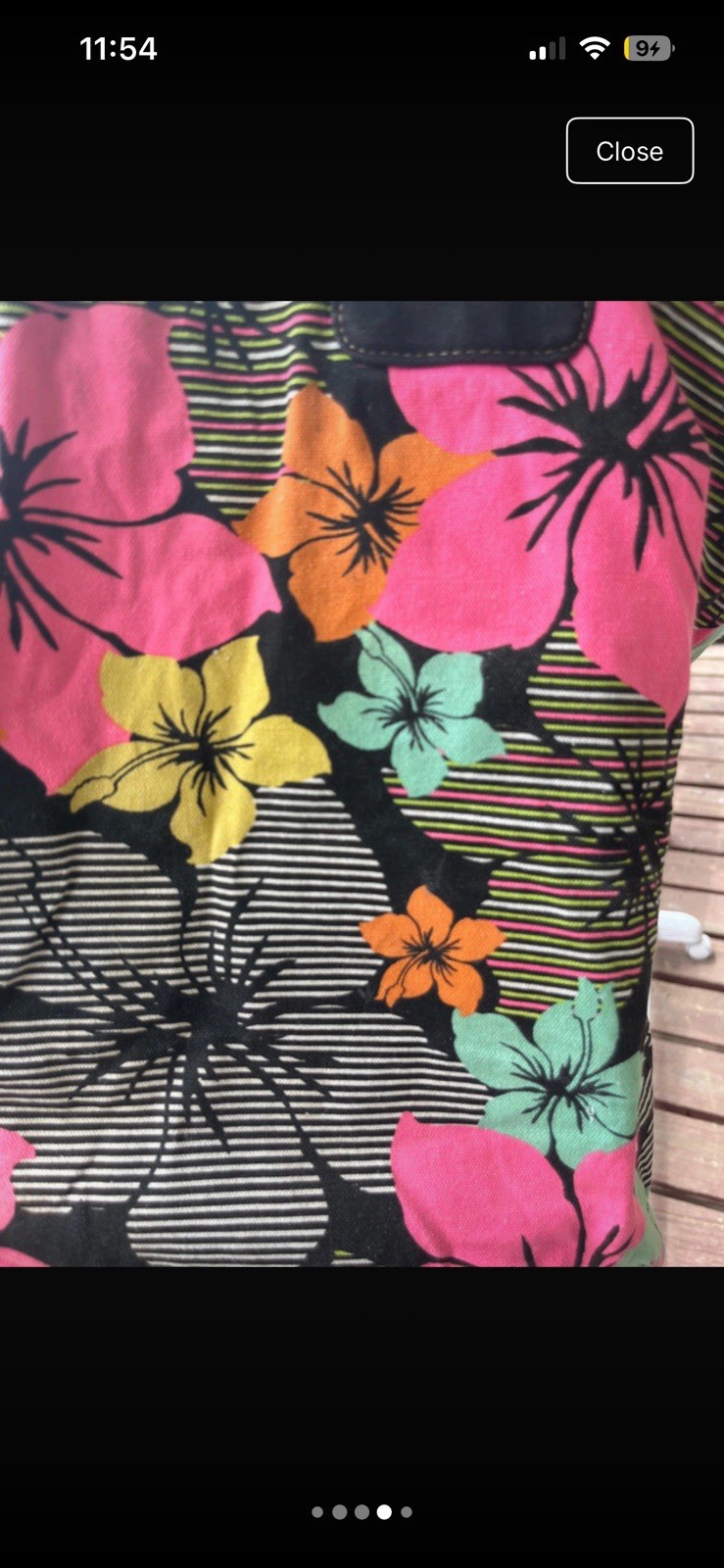 Y2K RARE Joe Boxer Tropical Floral Tote Bag Pink Lining Inner Pockets Magnetic