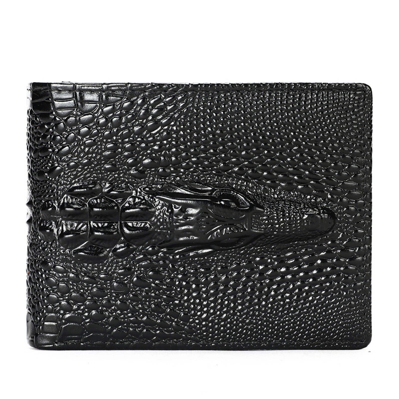 Men’s RFID Blocking Leather Wallet Embossed Pattern Large Capacity Bifold