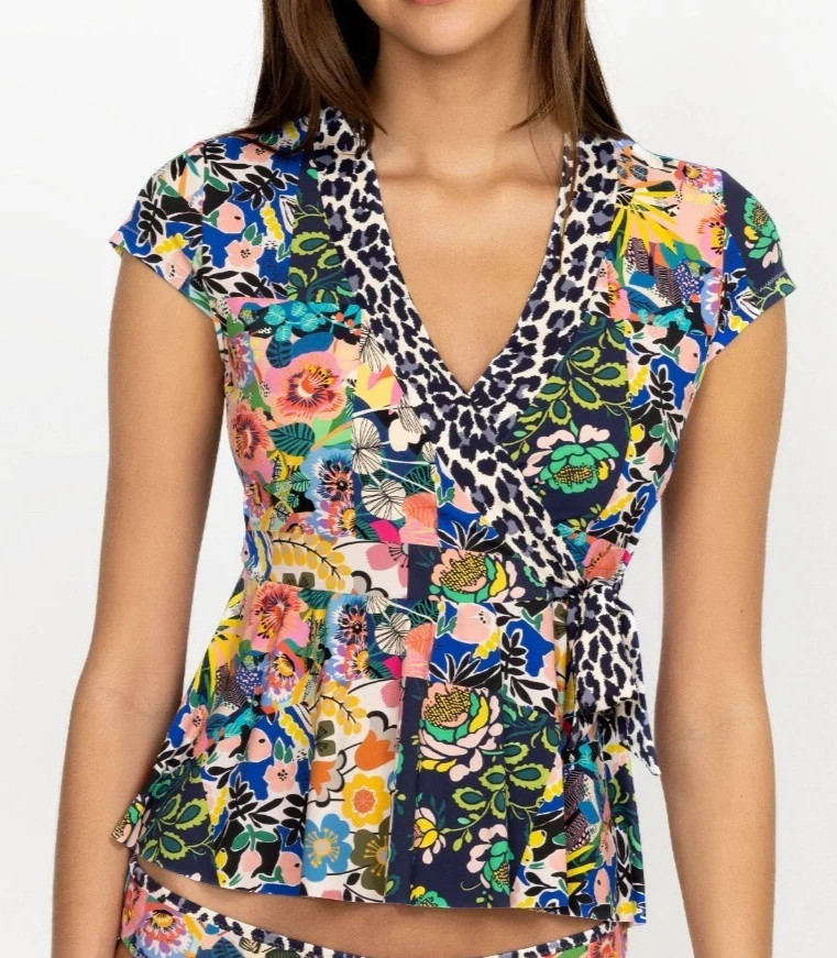 Johnny Was CSW7620 Women’s Sz S Multi Layla Floral Wrap Tankini Top $158