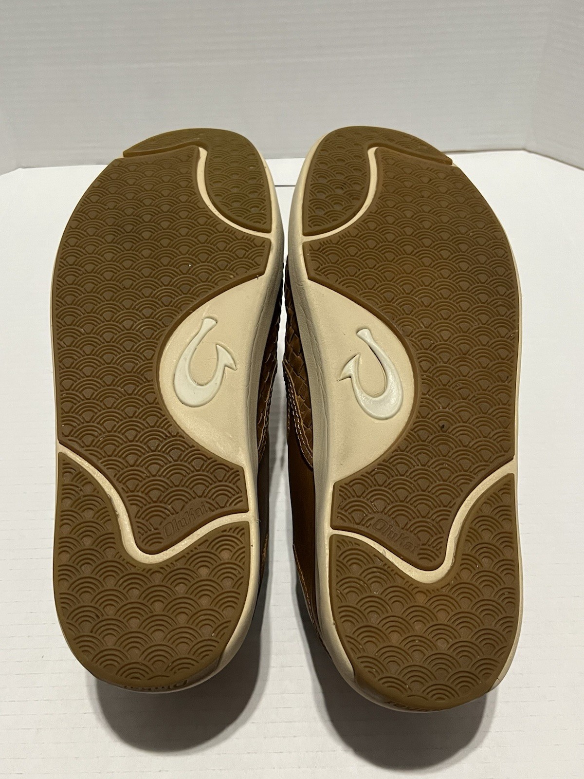 OluKai Lae’ahi Lauhala Brown Woven Leather Slip-On Casual Shoes Mens US 10 EU 43