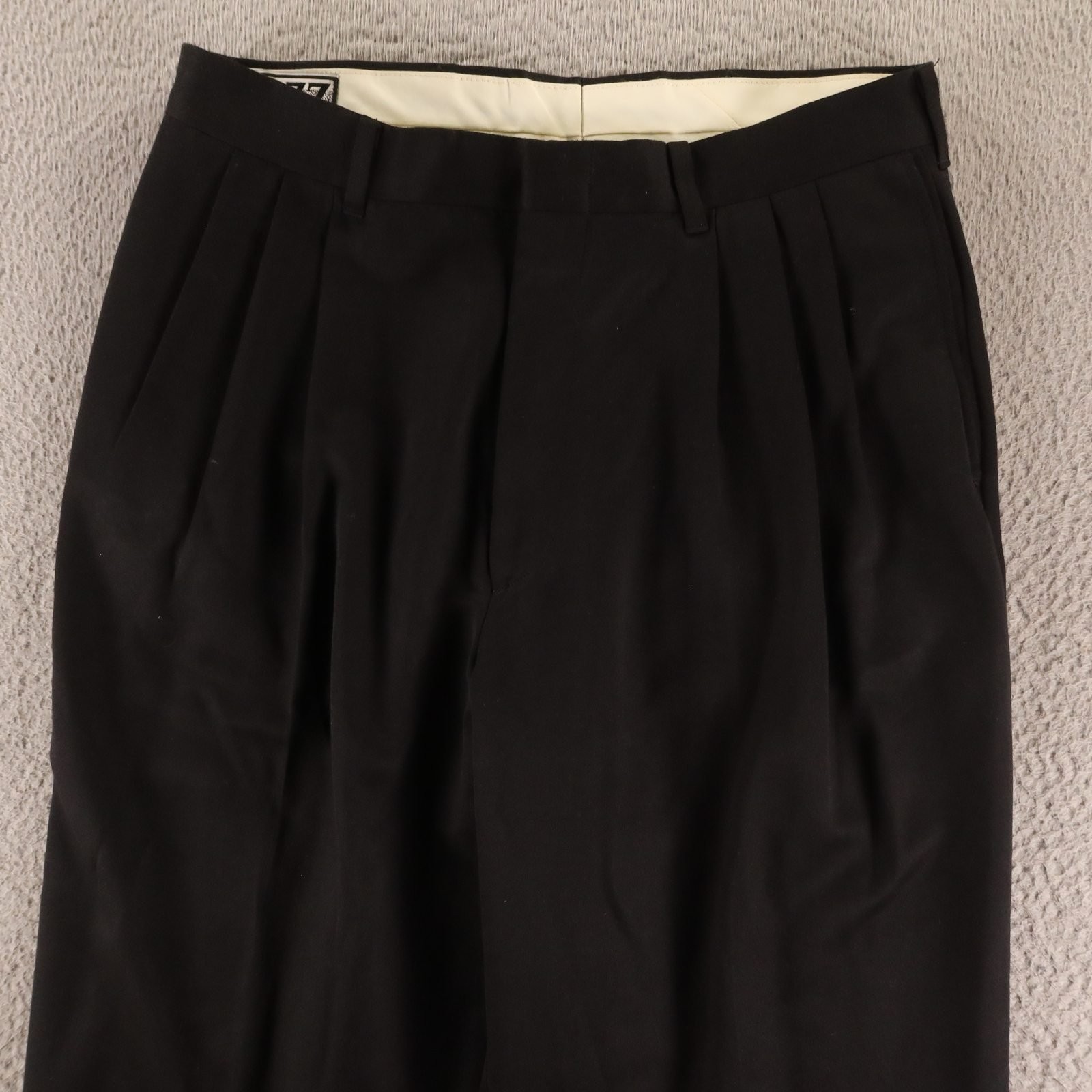 VTG COZZ Suit 42R M 31×31 Black Micro Fiber Polyester Twill Double Breasted USA