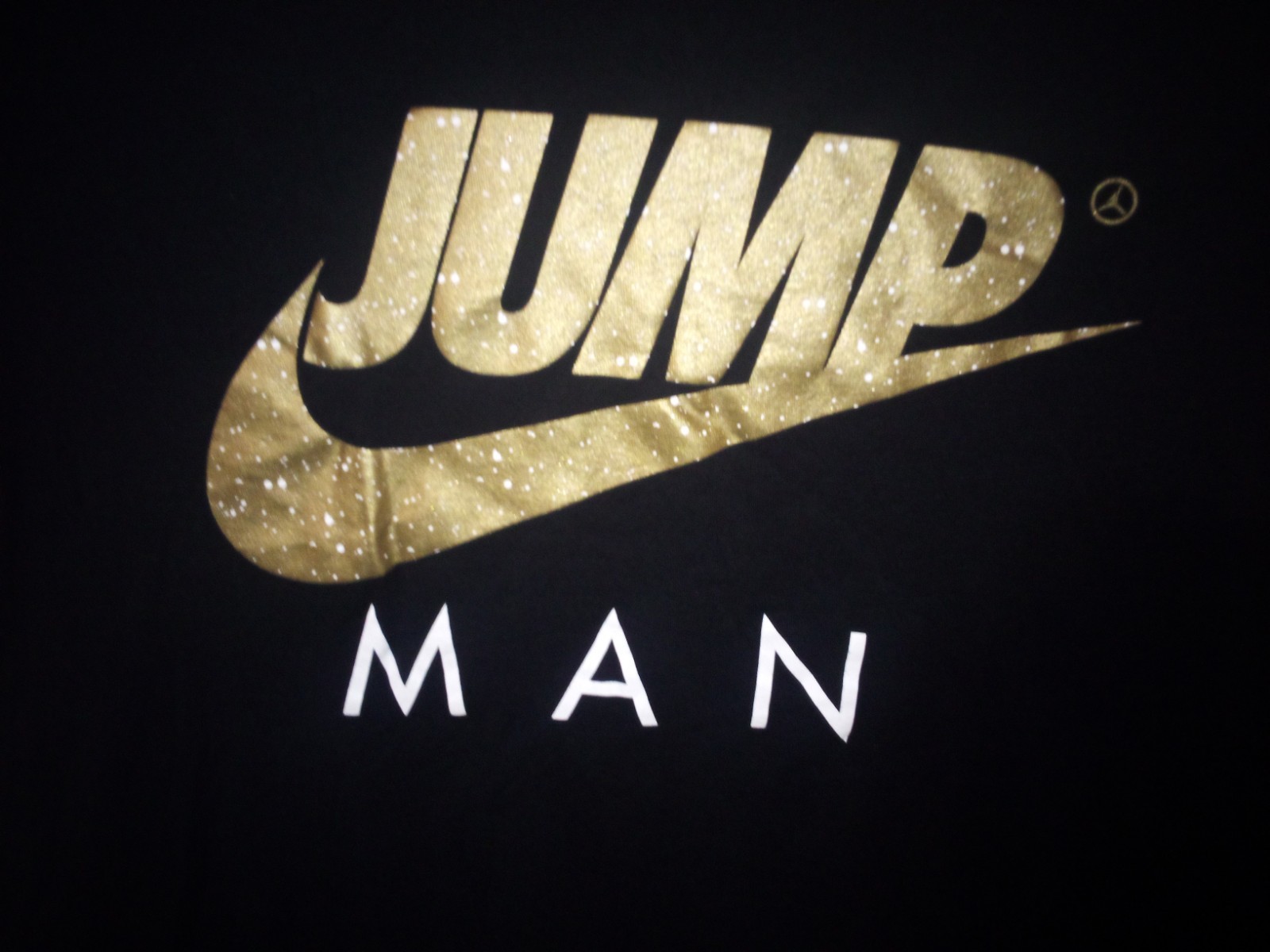 Jordan Jump Man T-shirt Black With Gold/ White – Standard Fit , Mens Medium