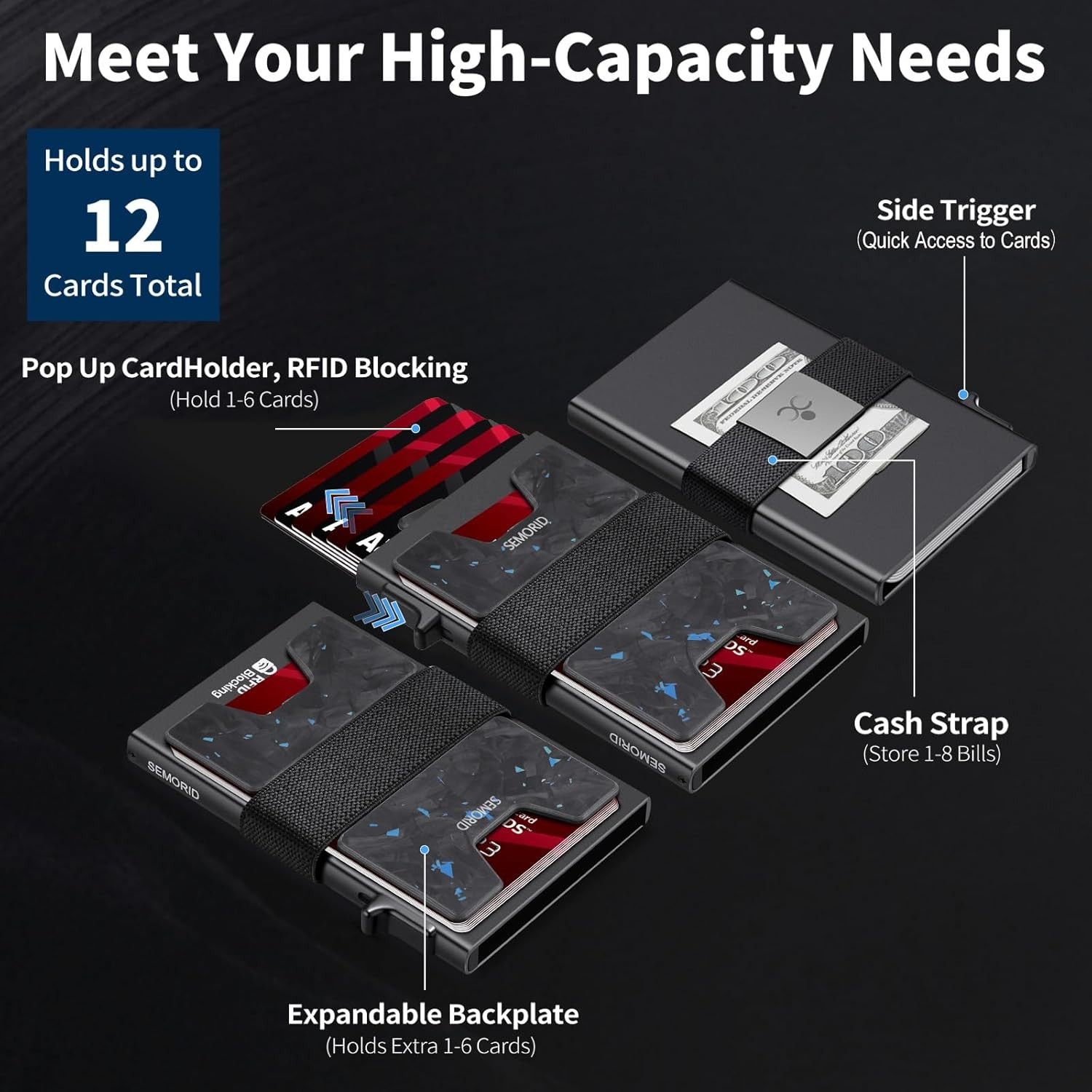 Billetera De Metal Para Hombre Con Clip Dinero Tarjetero Cartera De Bloqueo RFID