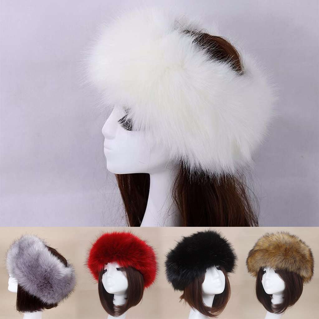 Women Winter Russian Fluffy Faux Fur Headband Hat Thick Ear Warm Snow Ski Cap US
