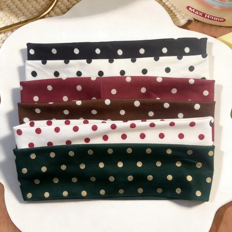 Polka Dot Headband Women Wide sweatband Hair Band Non Slip Hair Accessory
