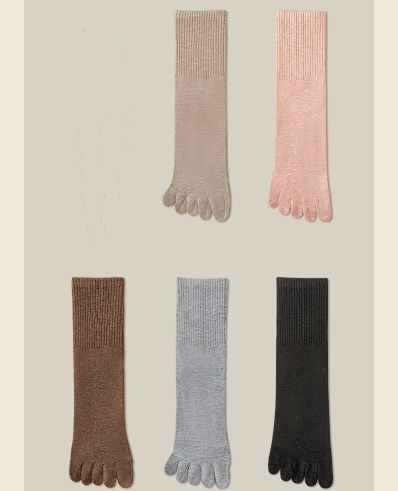 Women Wool Five Finger Toe Crew Warm Thick Heavy Fuzzy Sport Soft Socks 5 Pairs