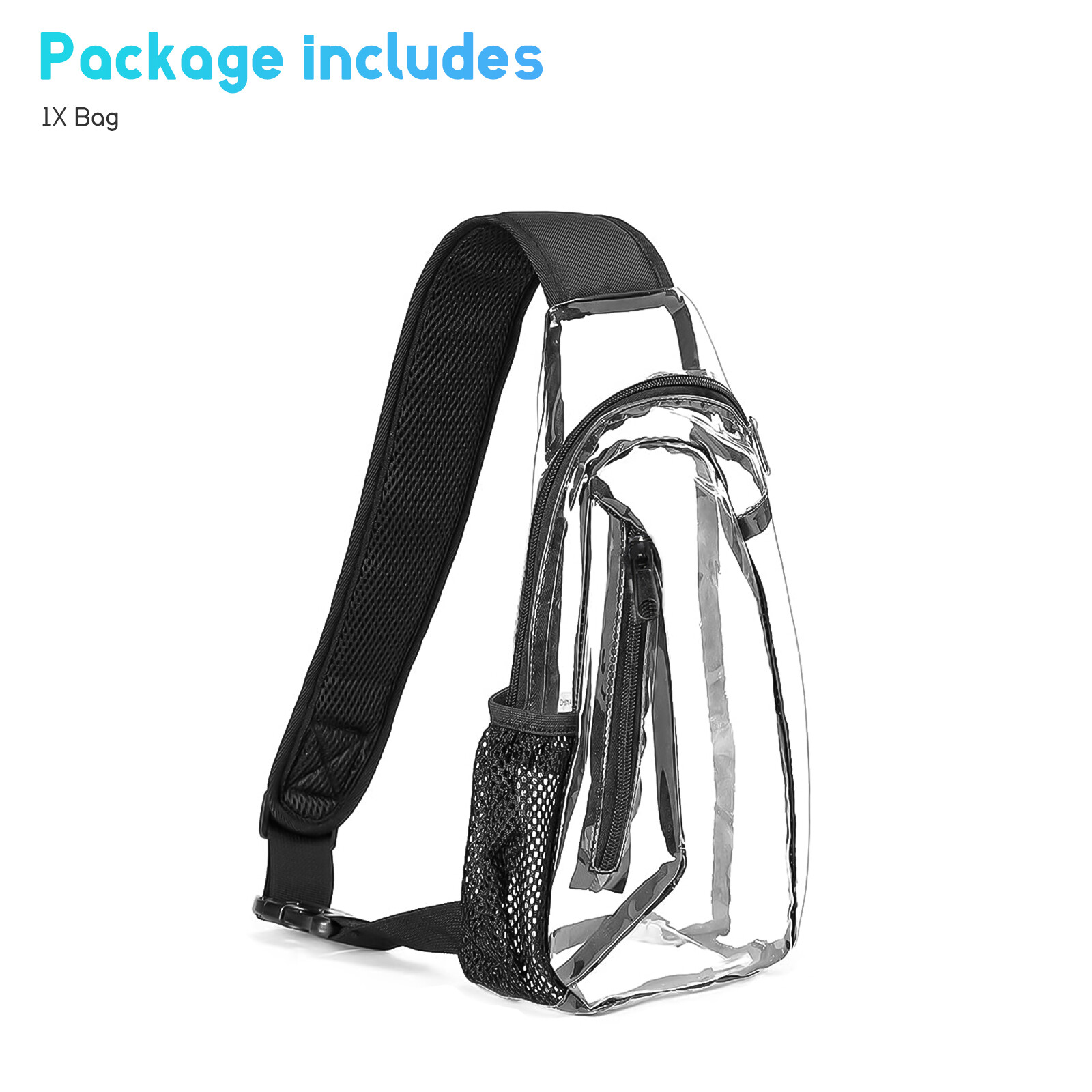 Clear PVC Tote Pack Shoulder Chest Bag Crossbody Handbag Purse Stadium Security