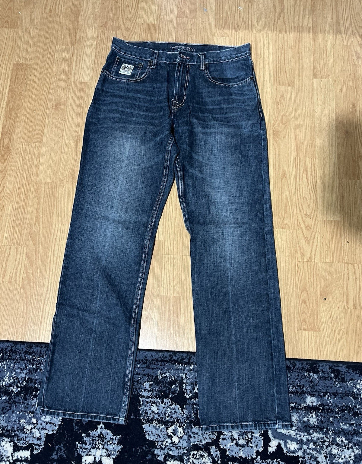 CINCH Men’s Dark Wash Blue Denim Jeans Straight Leg Regular Fit 5-Pocket