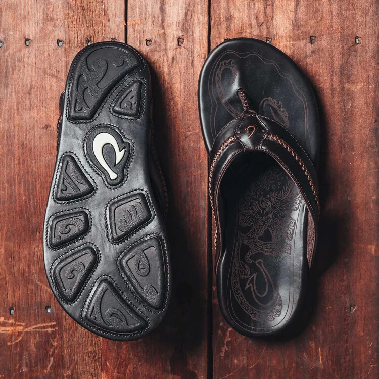 OluKai Men’s Size 11 Mea Ola Leather Beach Outdoor Sandals -Dark Java New In Box