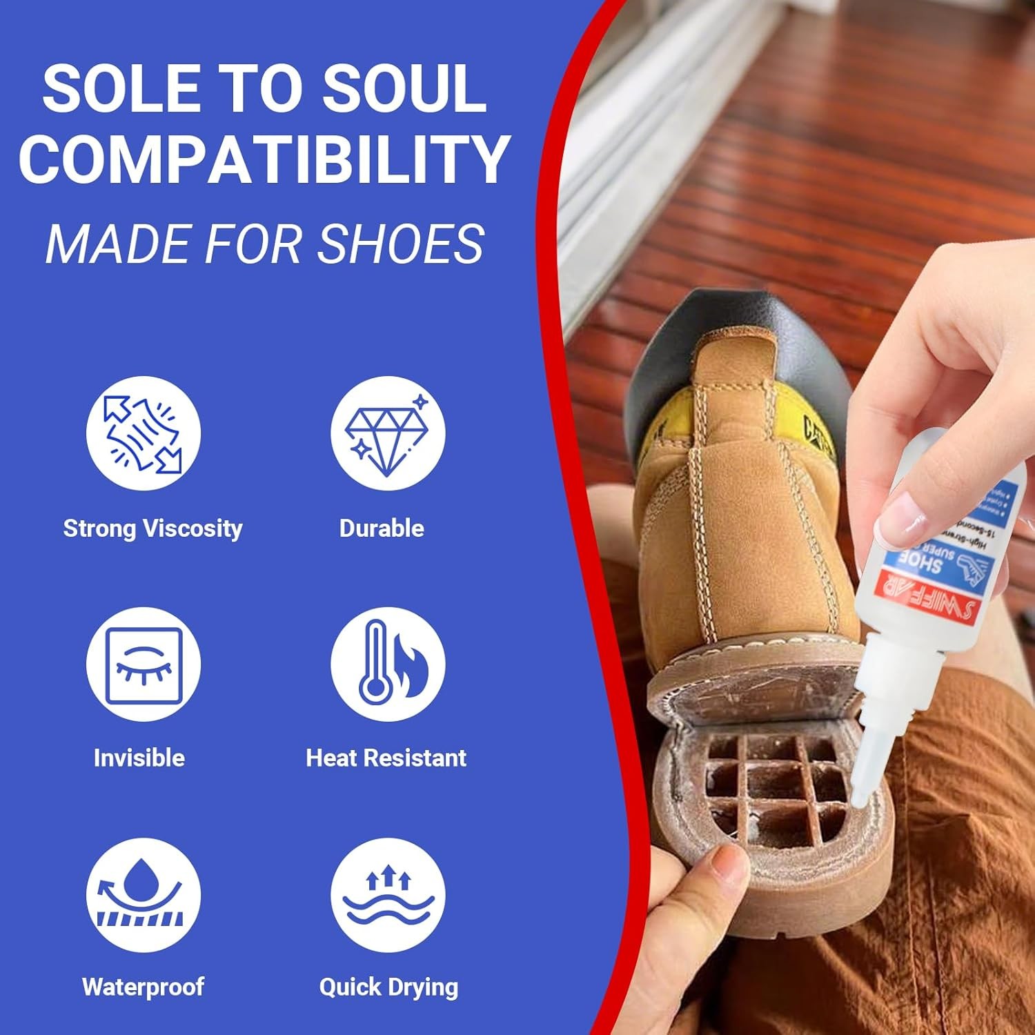 Shoe Glue Heavy Duty Sole Repair Adhesive for Rubber Shoes Super Strong Fix