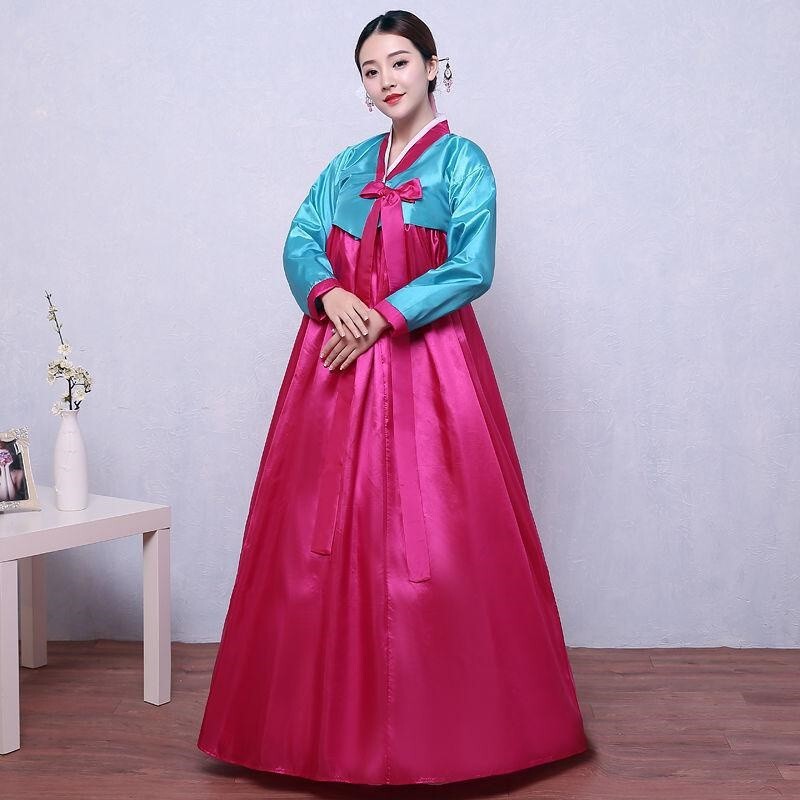 Ethnic Korean Hanbok Modern Women Asian Folk Stage Dance Performance Costume
