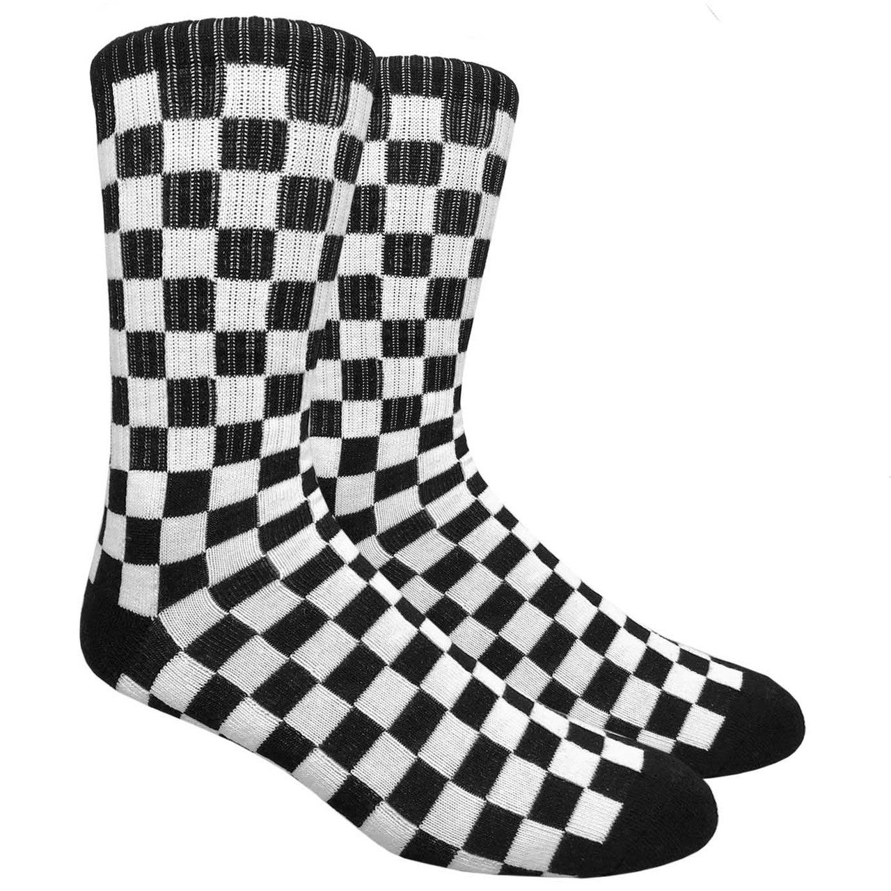 Black & White Checkered Socks (Adult Large – Men’s Shoe Sizes 8-12)