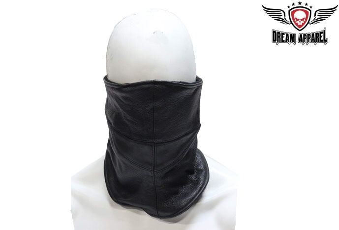 Black Premium Leather Motorcycle Touring & Fashion Face Mask