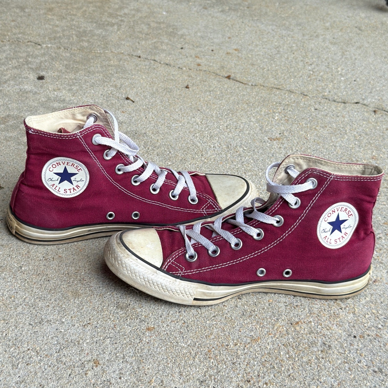 Converse Chuck Taylor All Star High Top Sneakers Burgundy Canvas Shoes W 8 M 6