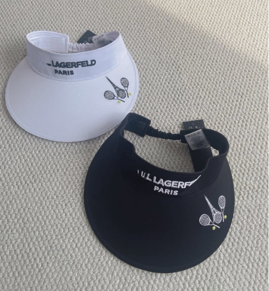 KARL LAGERFELD Black Hat Visor Logo NEW