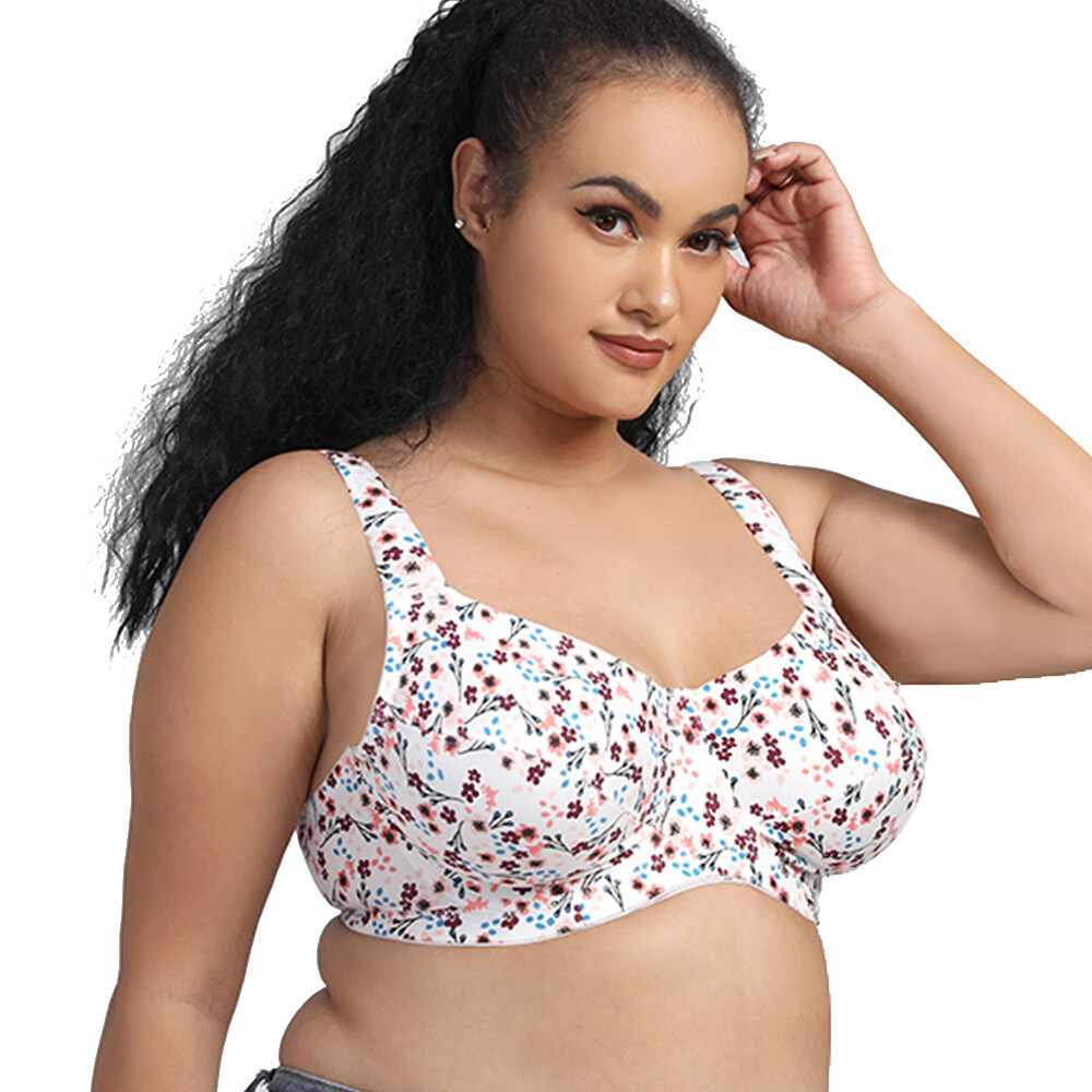 Women’s Underwire Plus Size Full Cup Cotton Non Padded Comfort Bra 34-54 BCDEFG