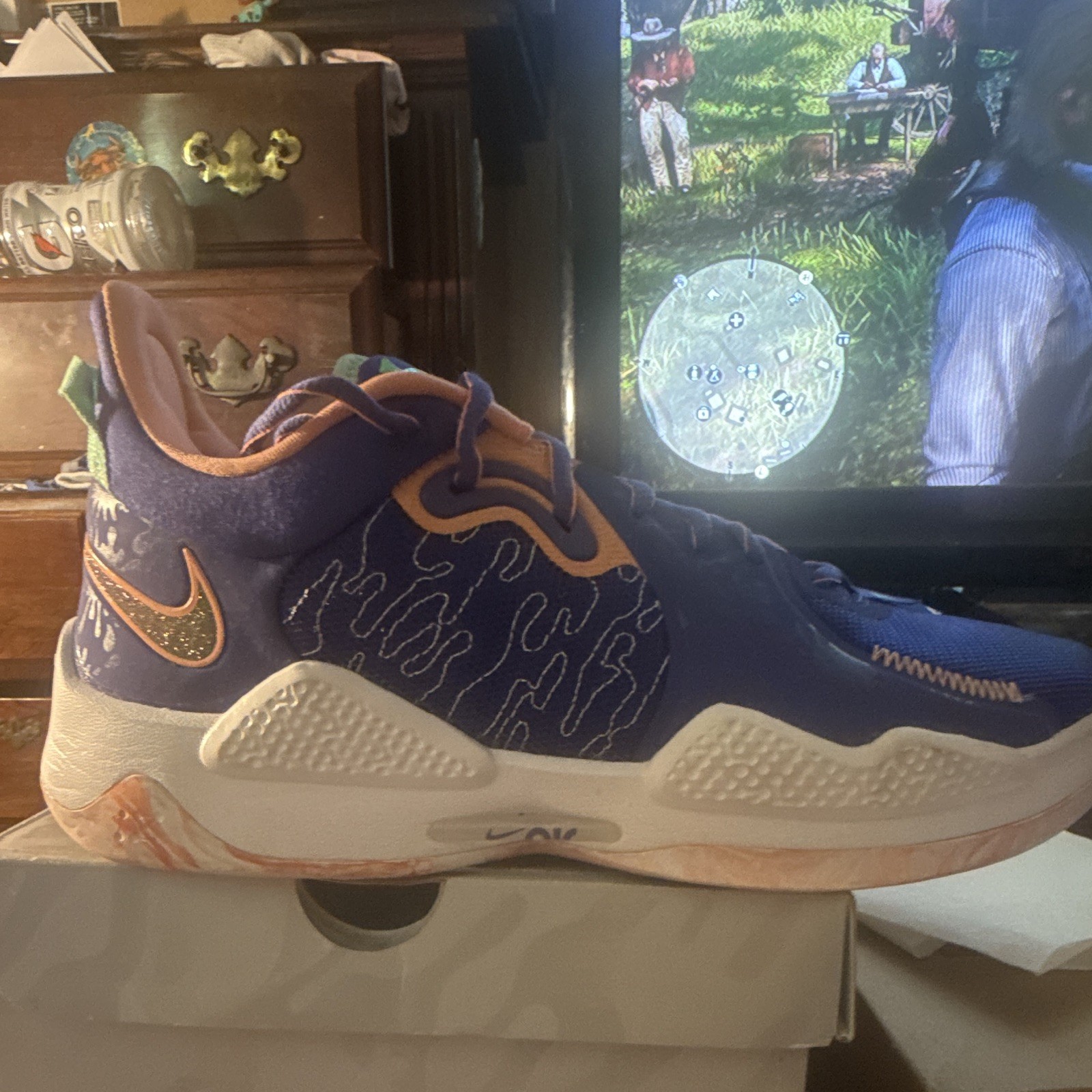 Nike PG 5 LA Drip Men’s Sneaker Lapis/Blue Void/Crimson Bliss CW3143-400
