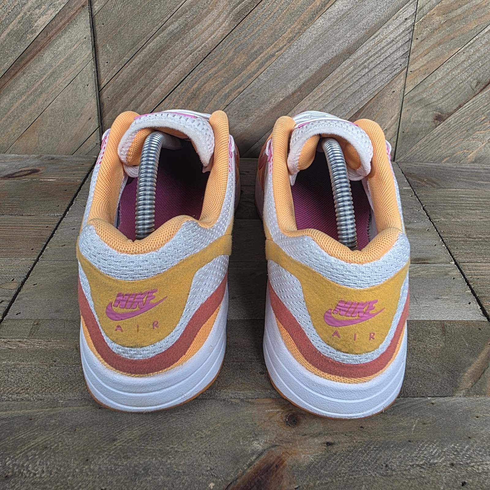 Nike Air Max 1 BR Womens Athletic Sneakers Size 10 White Atomic Mango 644443-101