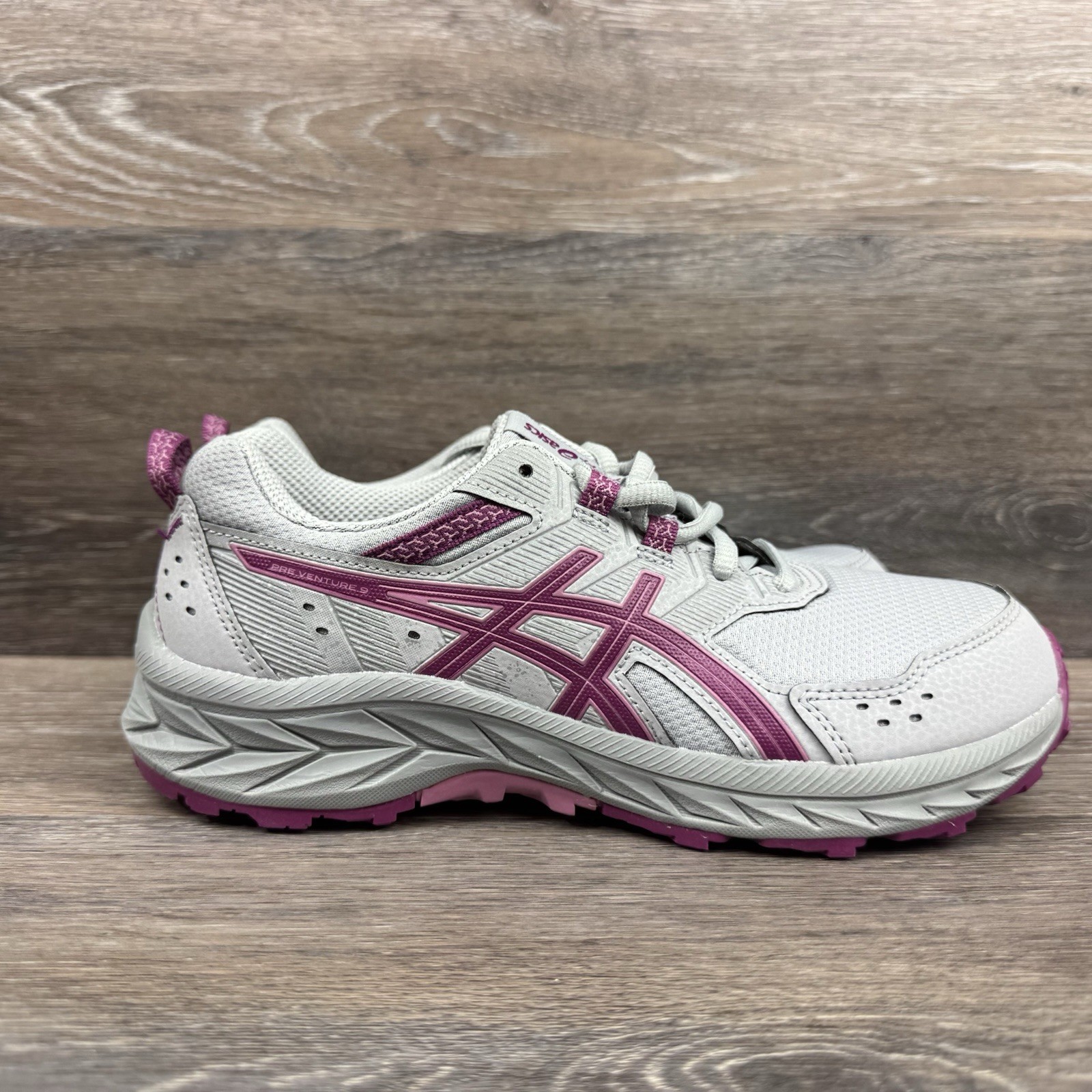 Asics Pre Venture 9 Shoes Women Size 6.5 Grey purple hiking Trail Youth 5.5