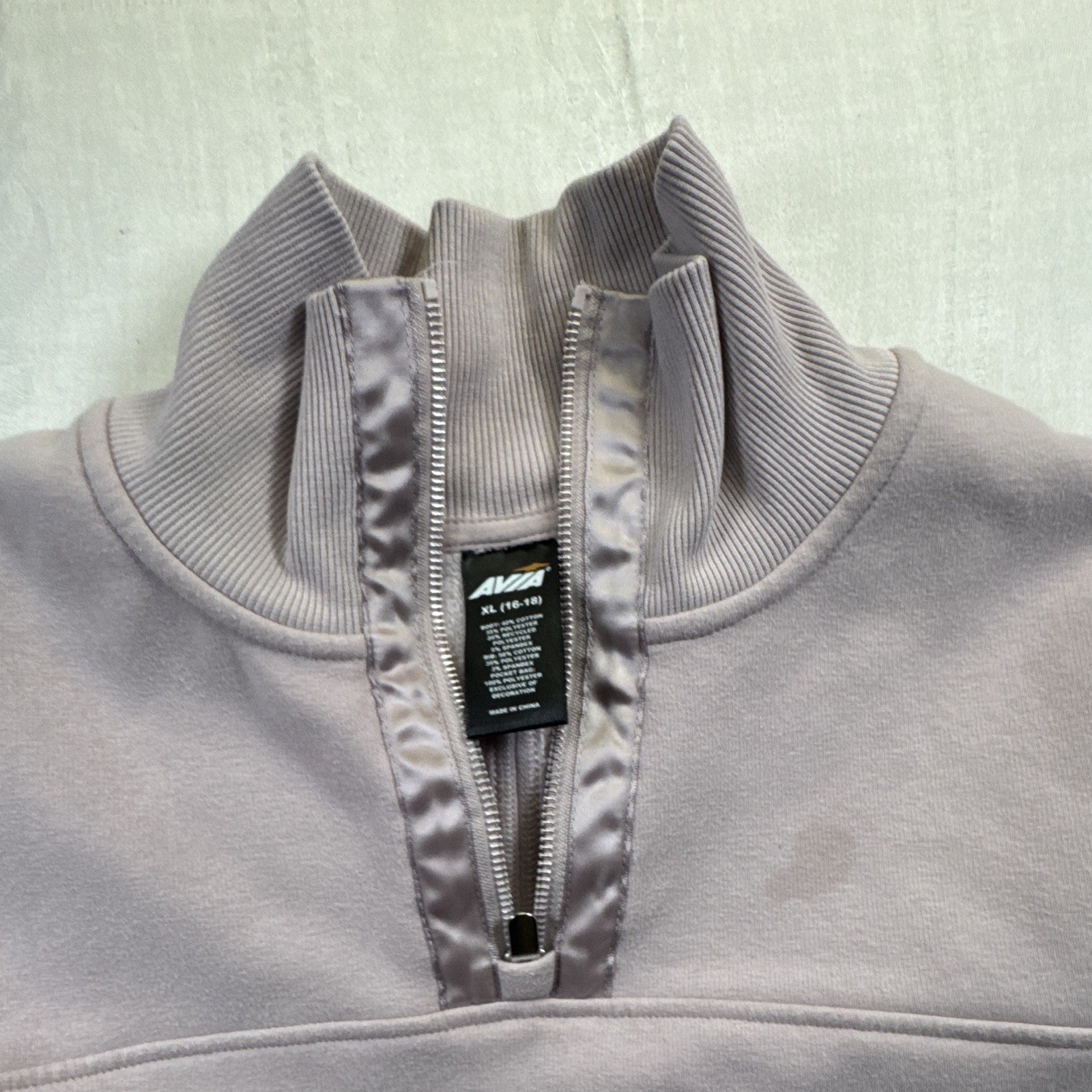 Avia Women’s 1/4 Zip Mock Neck Pullover, Solid Purple, XL (16-18)