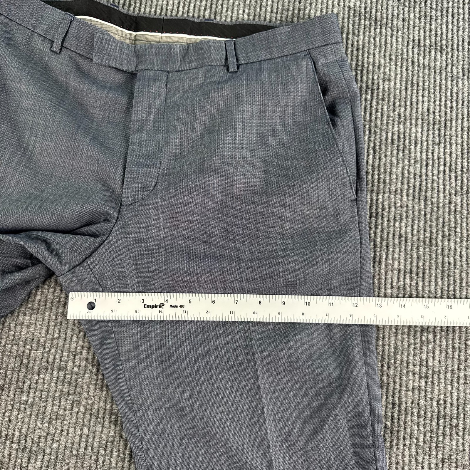 Strellson Pants Men 36×29.5 Blue Linen Hopsack Flat Front Summer Premium Slacks