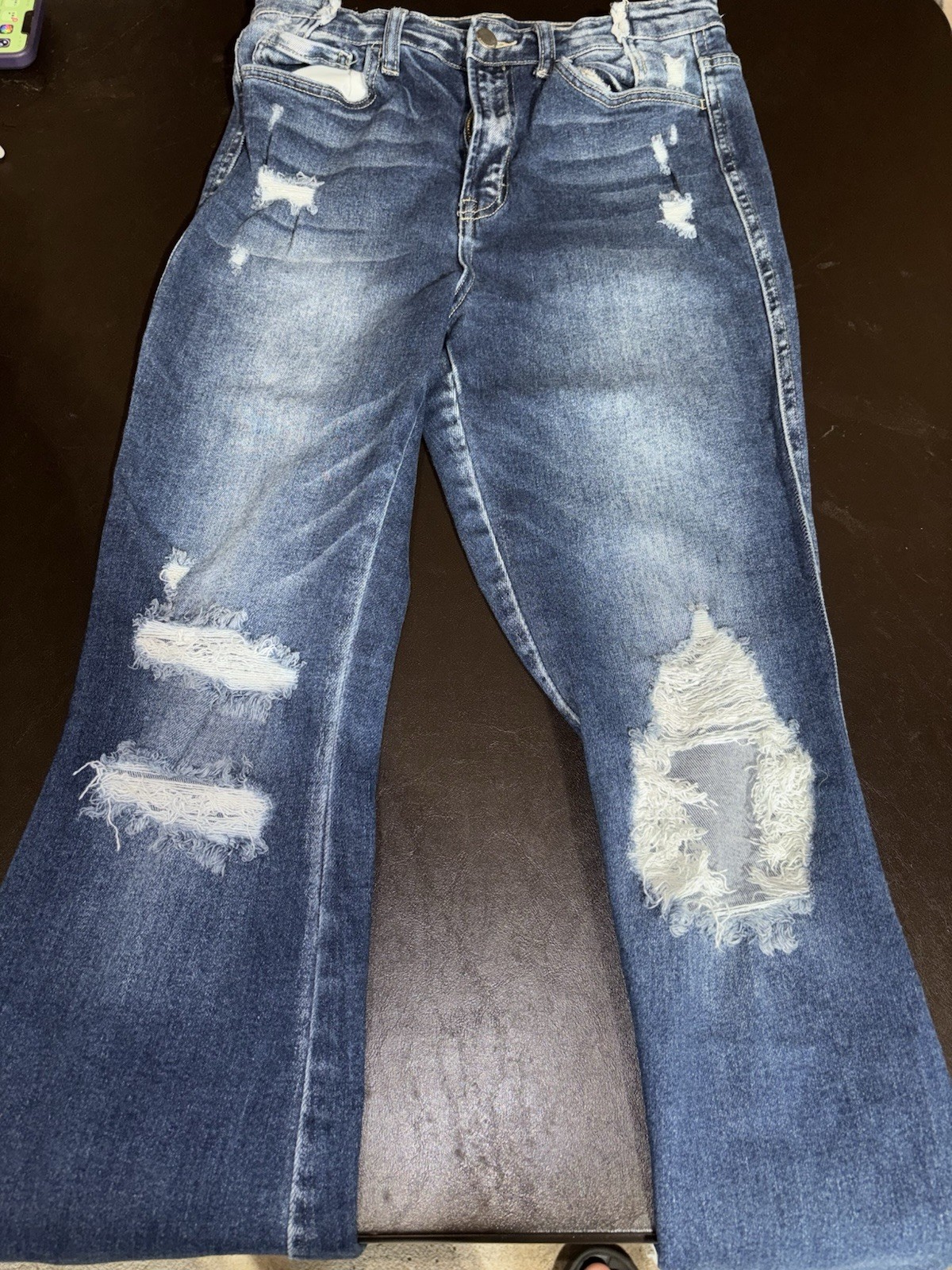 A.N.A Women’s Straight Medium Wash Distressed Stretch Jeans Size unknown