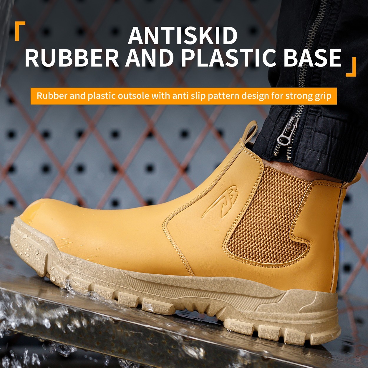 Waterproof Work Boots for Men Slip-on Steel Toe Shoes Safety footwear Anti-slip