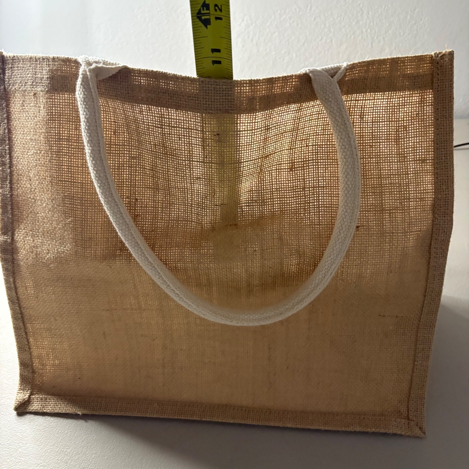 Natural Jute Burlap Tote Bag Eco Friendly Shopper with Rope Handles Tan ECH22A0S