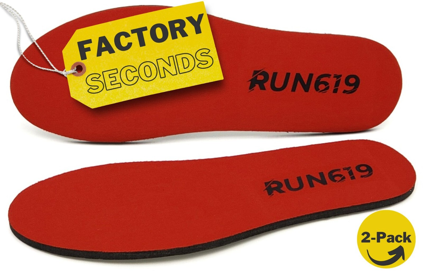 (2 Pack) RUN 619 Shoe Insoles – Manufacturer Cosmetic Blemish / THICK Insole