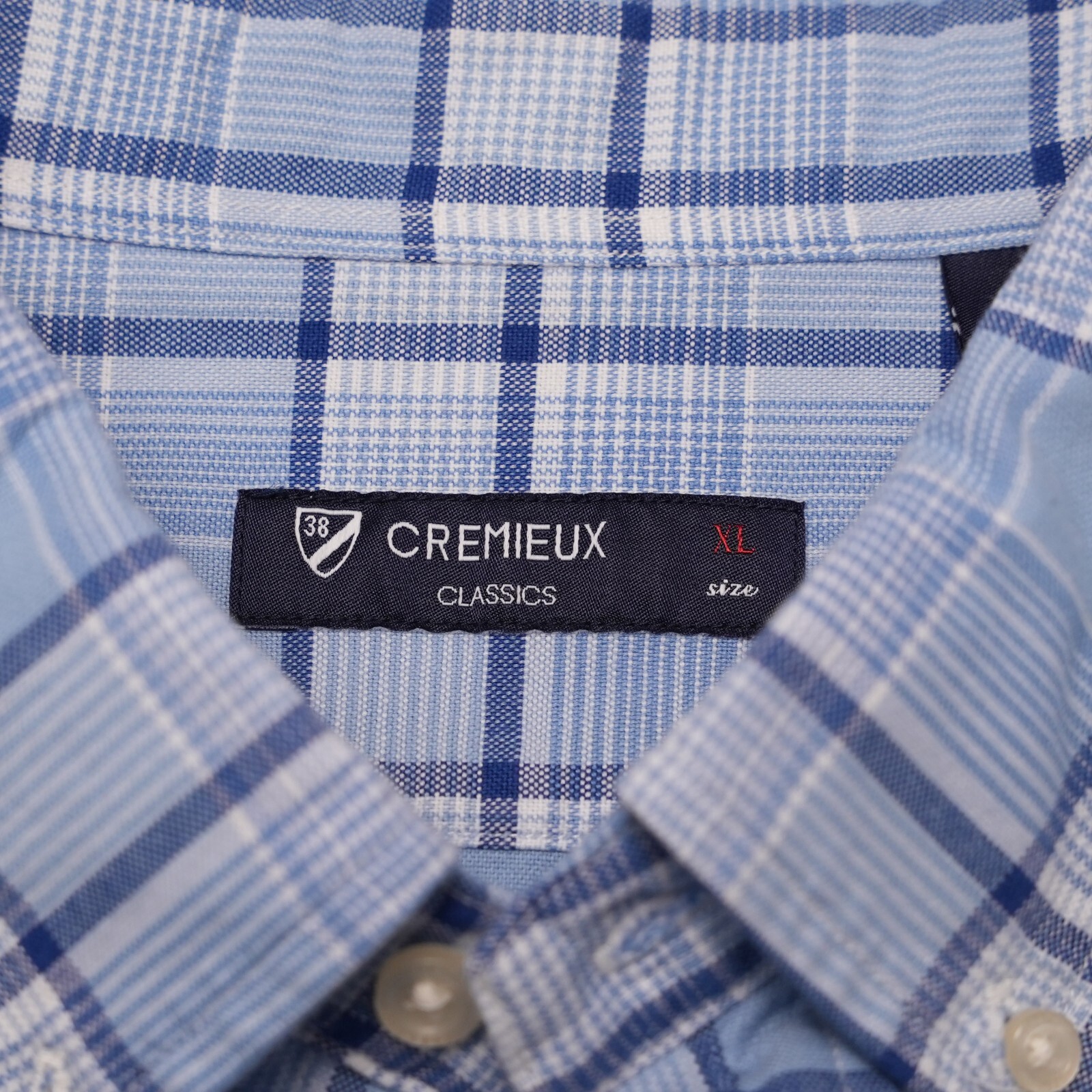 Cremieux Men’s Short-Sleeve Shirt XL Blue Check 100% Cotton NWT $75