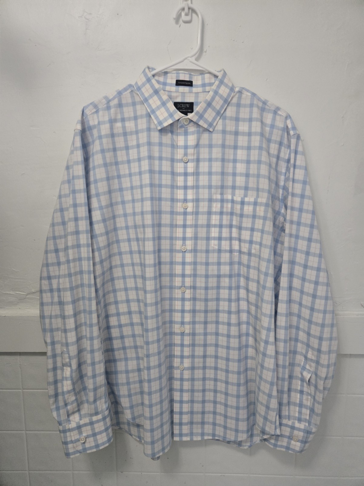 J. Crew Long Sleeve Men Shirt White Check Size XL Cotton