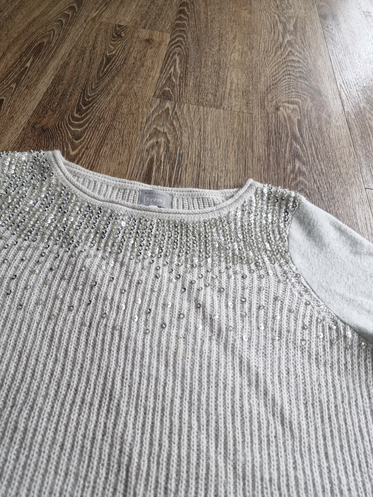 Mint Velvet Hygge Grey Sequin Fleece Knit Sweater Jumper Mohair Size 12