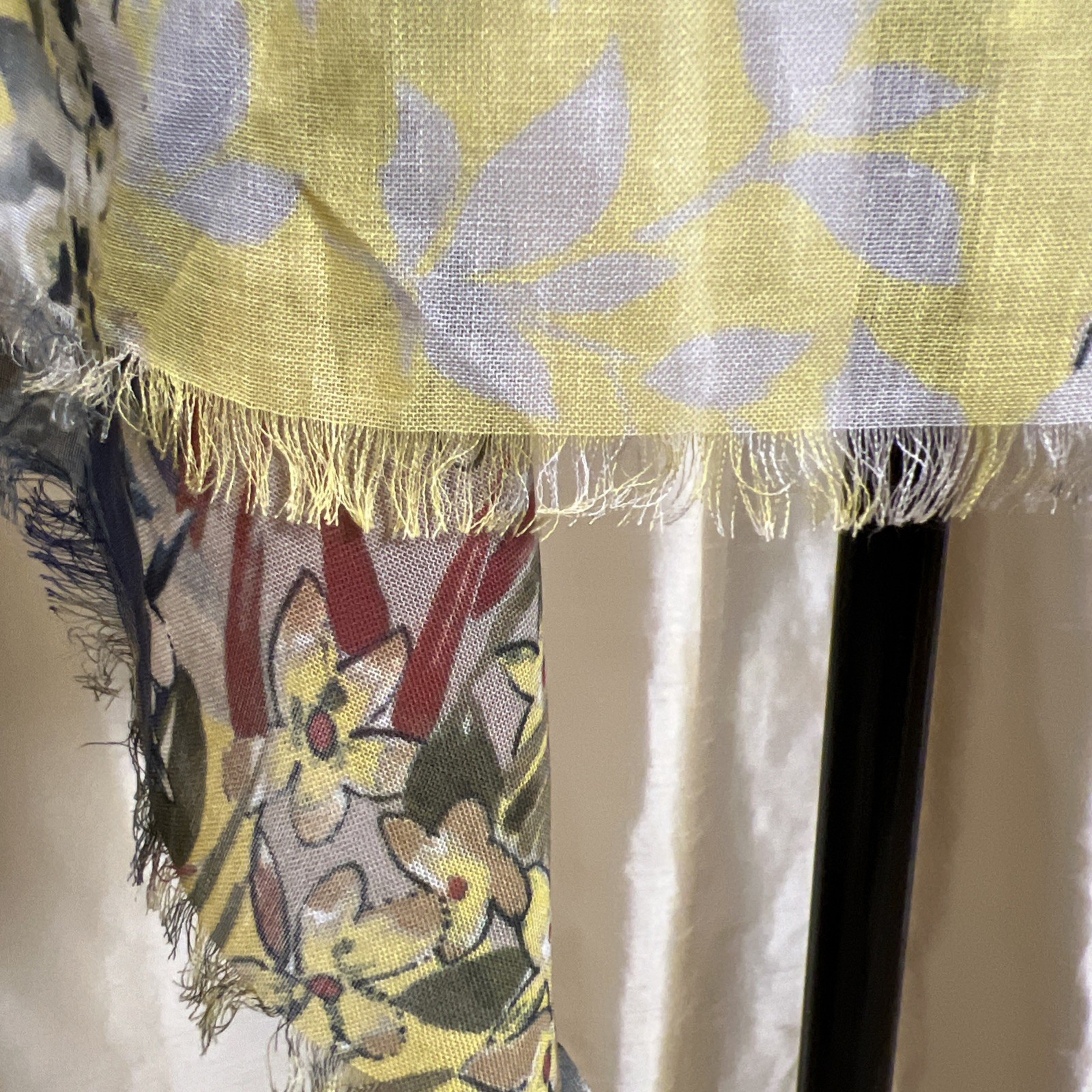 Talbots 100% Modal Scarf 75” X 27” White Teal Yellow and Orange Floral NWT