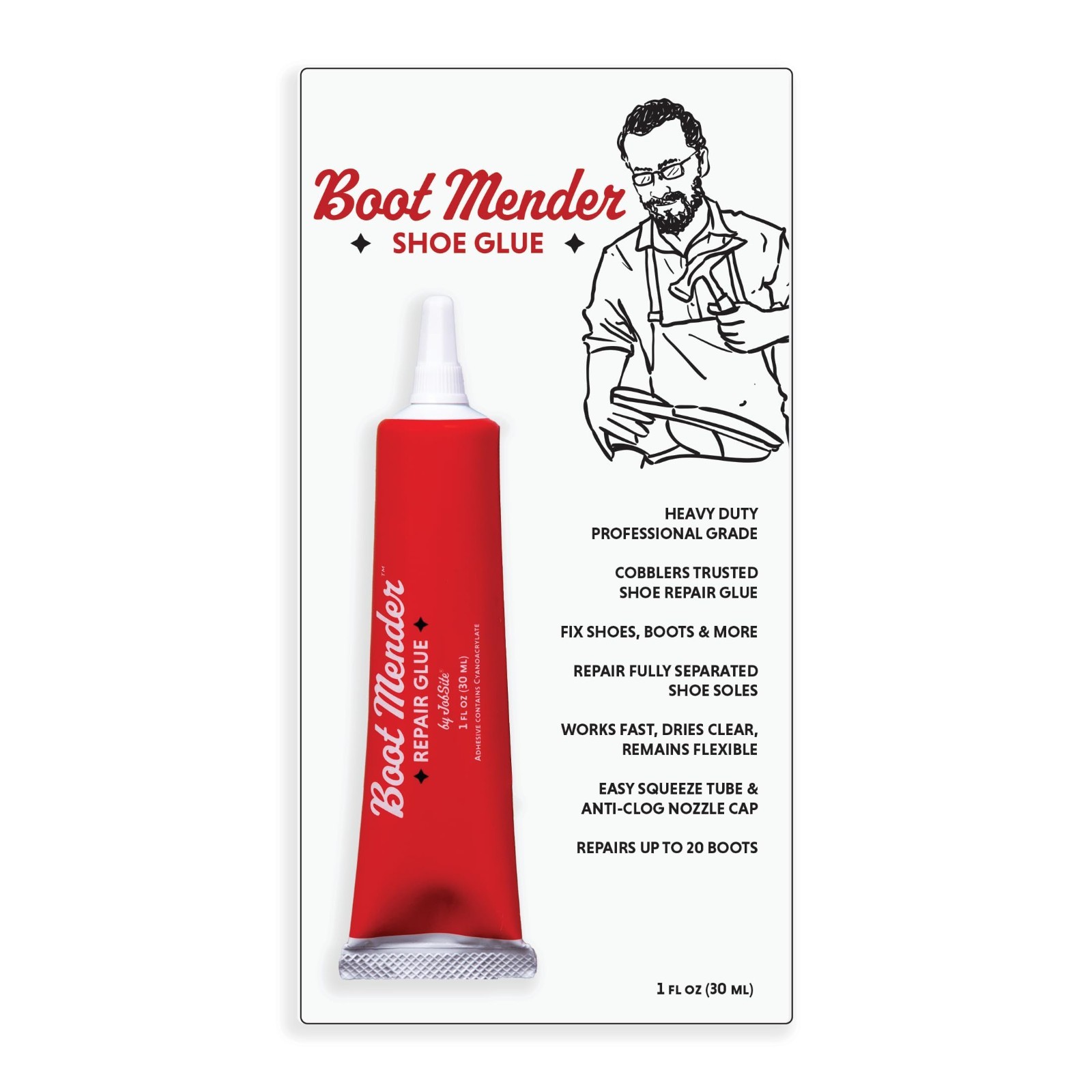 Shoe Glue Sole Repair – Clear Instant Bond, Heavy Duty Adhesive 30g Tube