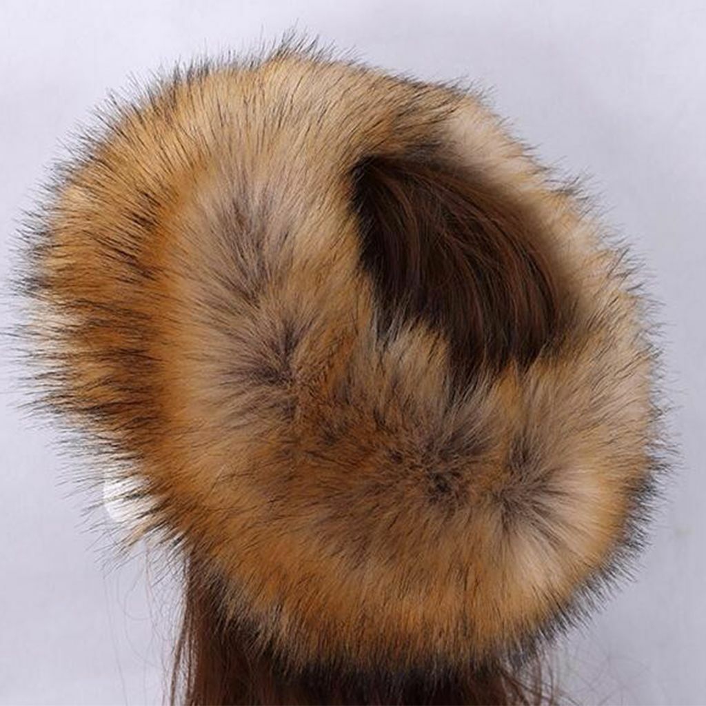 Unisex Russian Women Ski Headband Hat Fluffy Winter Warm Ear Flap Faux Fur Cap