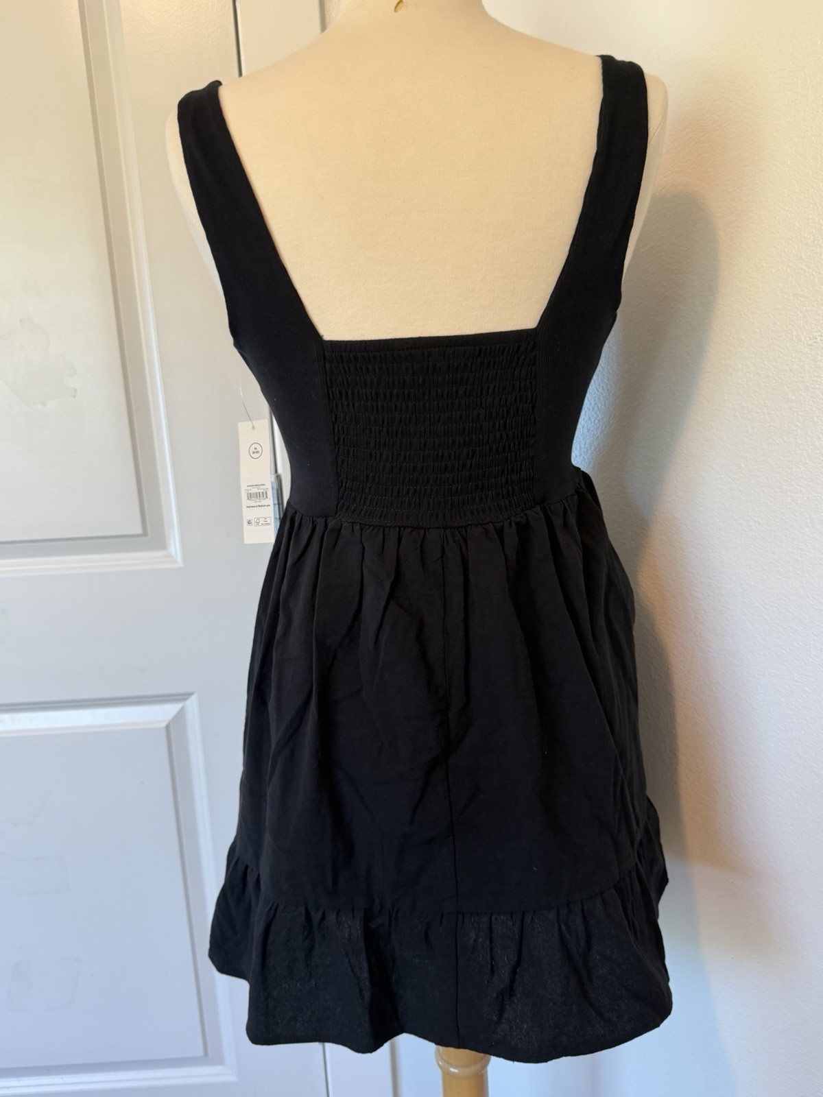 New Fisherman Mixed Media Mini Dress Womens Medium Black Tank Preppy Sexy Chic