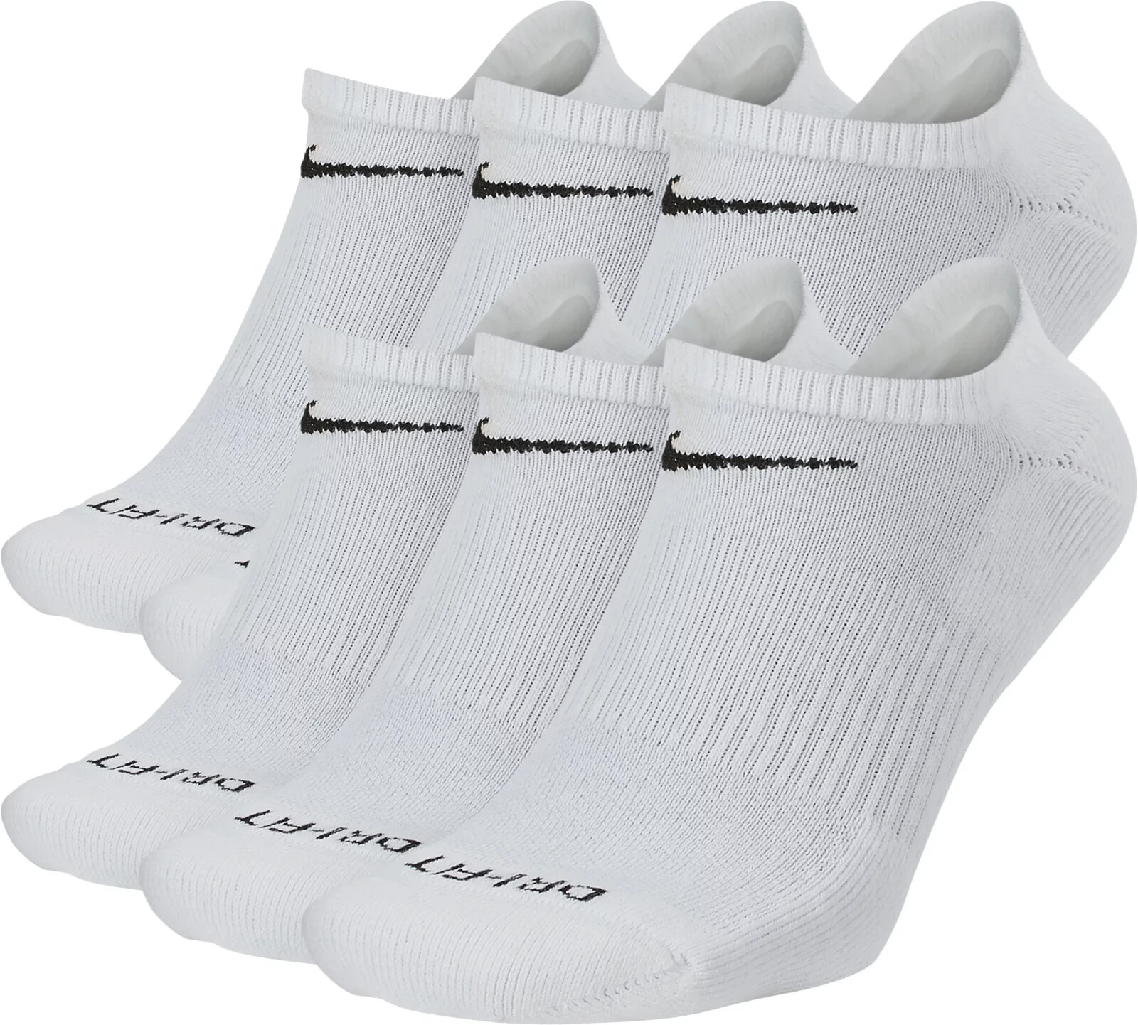 Nike 6-pack Everyday Plus DRI-FIT No Show Socks Women 10-13, Men 8-12 White