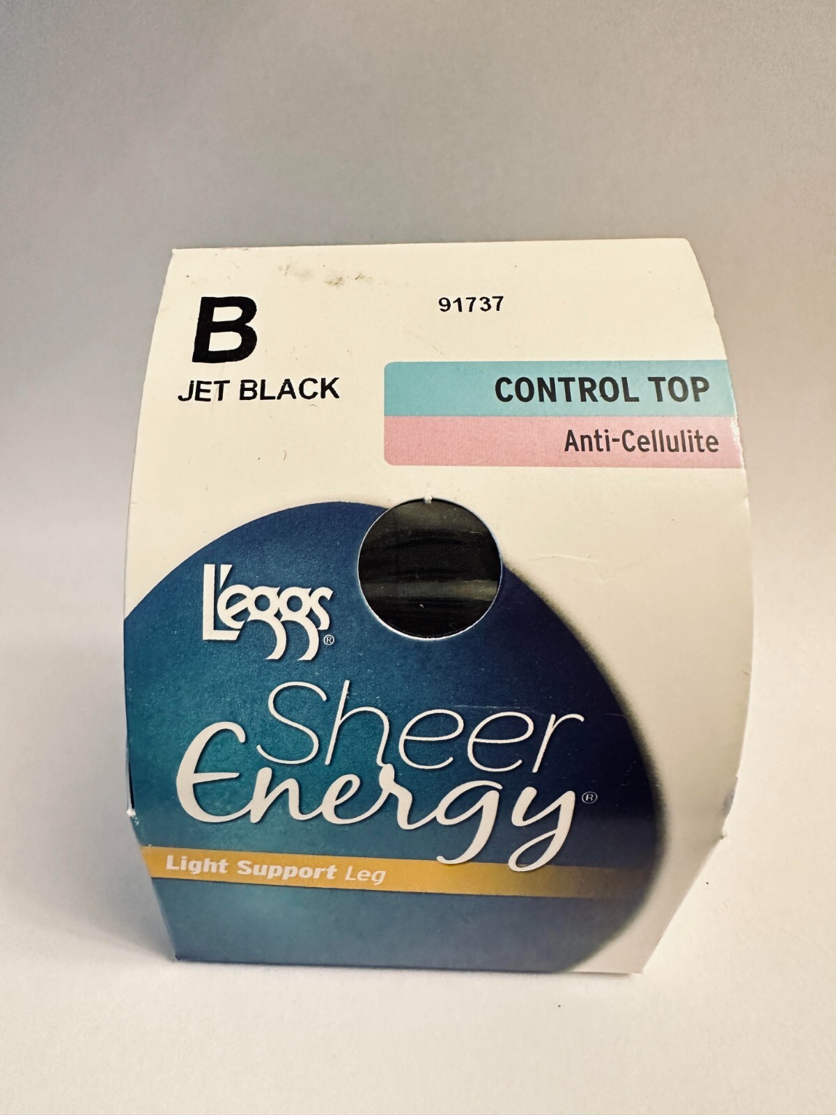 L’eggs Sheer Energy Control Top Anti-Cellulite Leg Pantyhose, B Jet Black 91737