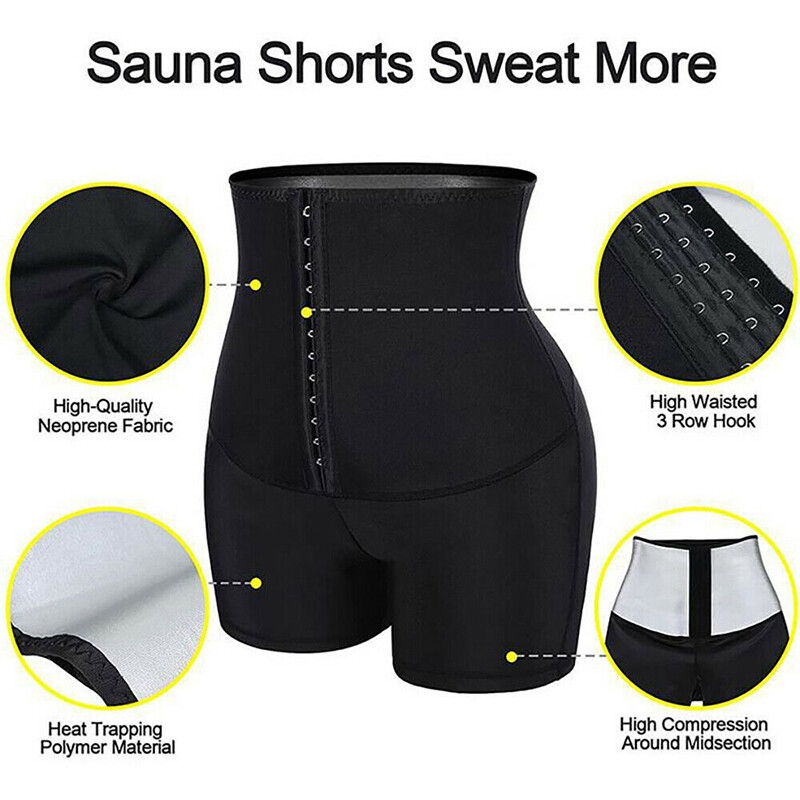 Women Neoprene Sweat Sauna Shorts Body Shaper Pants Weight Loss Waist Trainer US