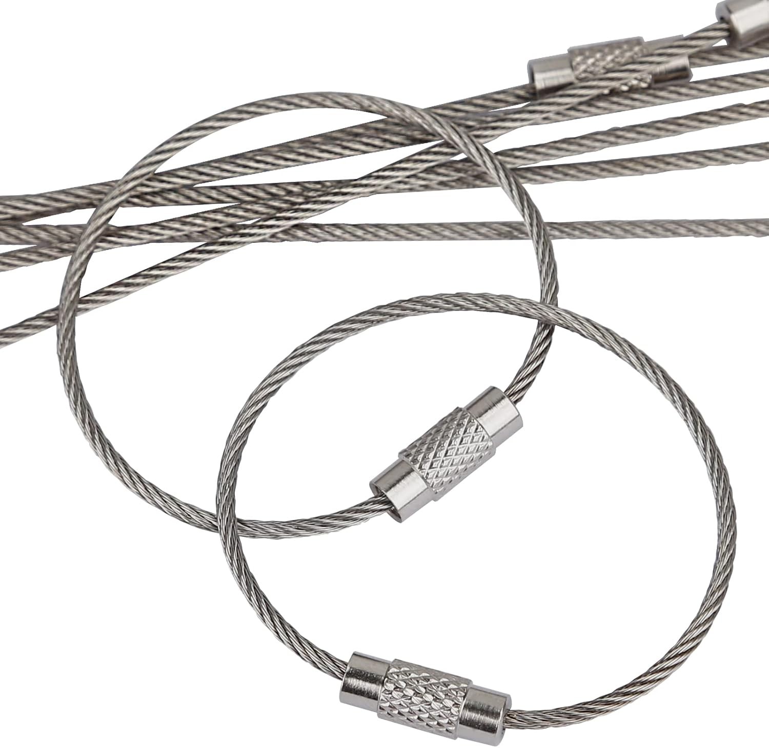 10Pcs Wire Keychain Cable, Cable Stainless Steel Key Ring, Luggage Tags Loops US