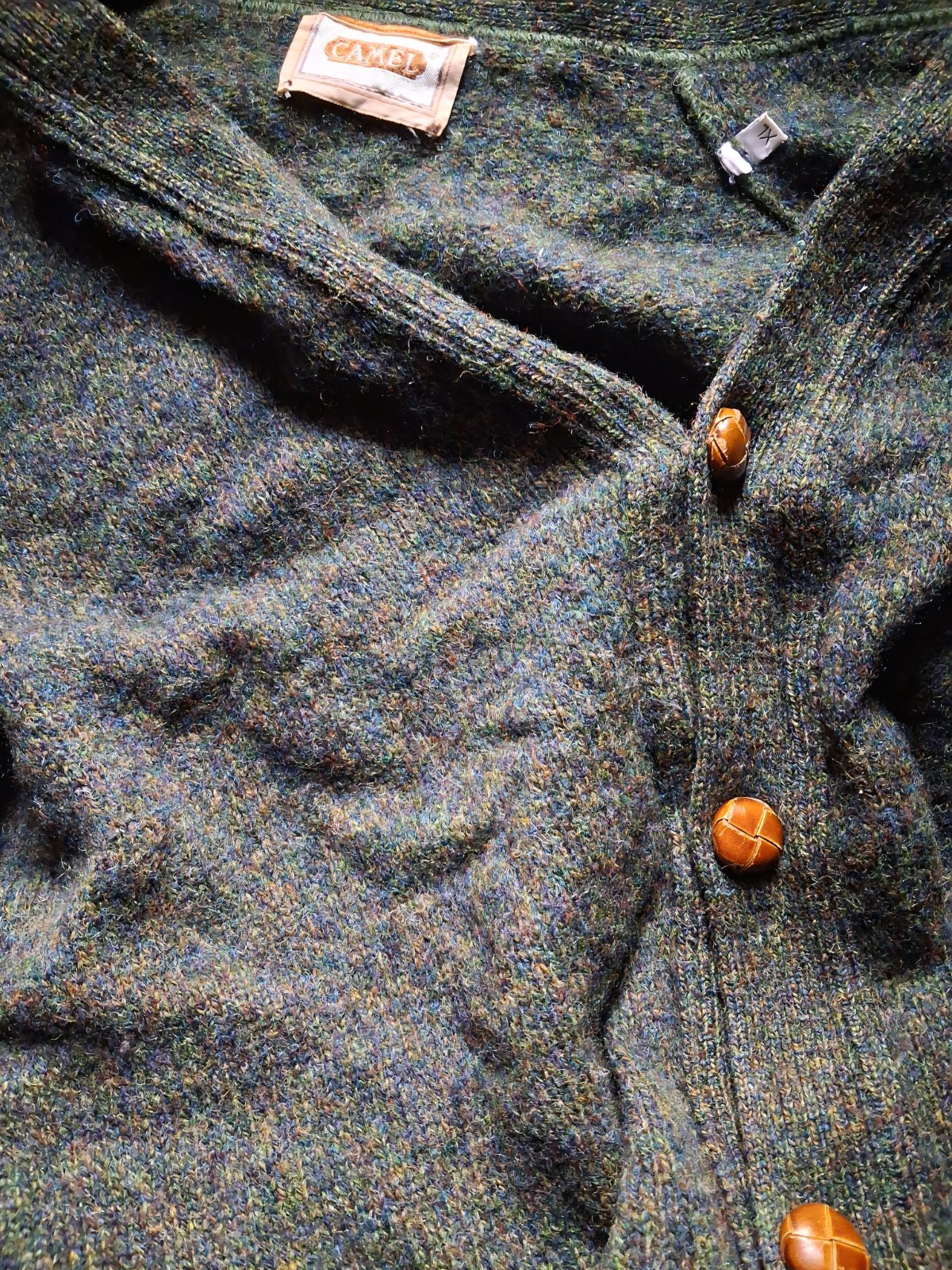 1980s Camel Cardigan Sweater. Large XL. Double wool, men’s. Vintage Made Ita