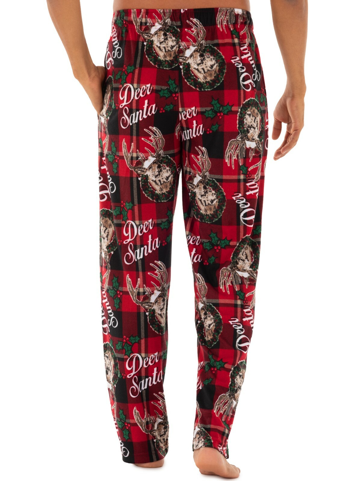 Fruit of the Loom Deer Santa Christmas Fleece Pajama Sleep Pants Mens S-5XL