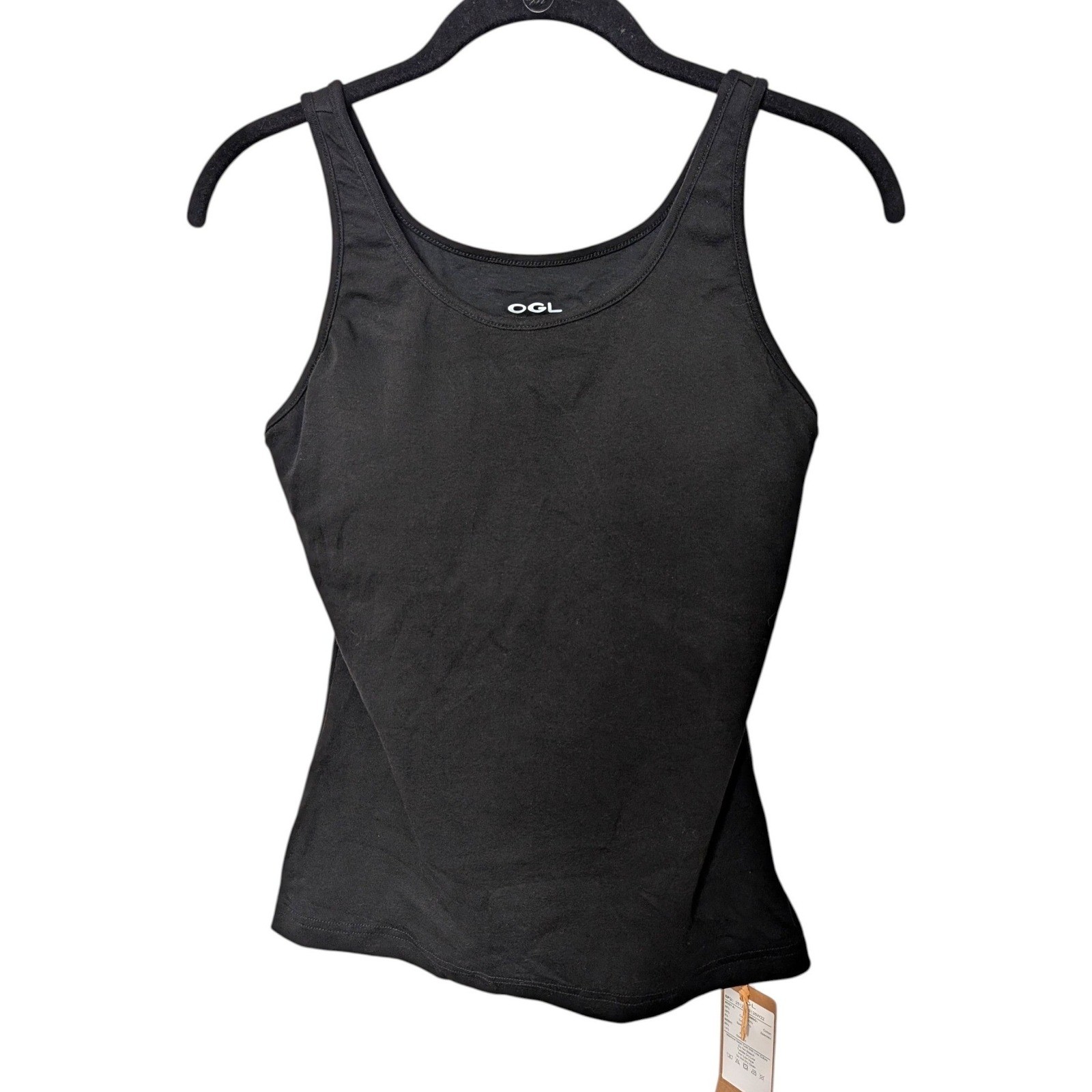 OGL Black Lyocell U-Neck Built-in Bra Brami Tank Top Size Medium NEW