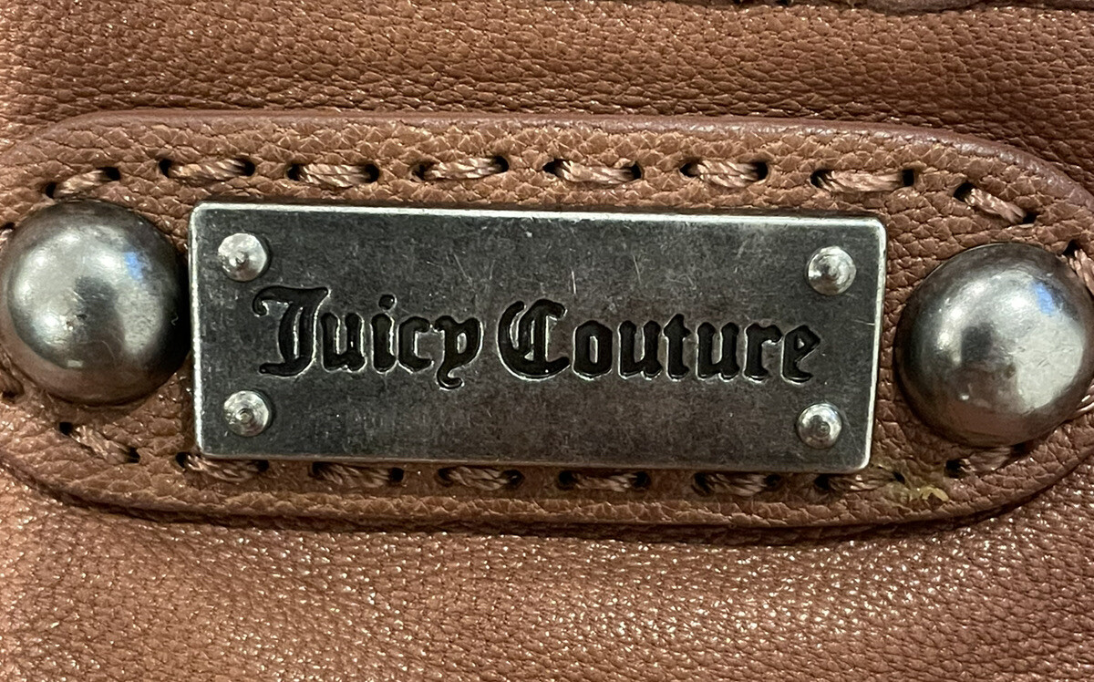 Juicy Couture Goat Leather Brown Crossbody Purse Zipper Closure 8.5 x 7.5 Inches