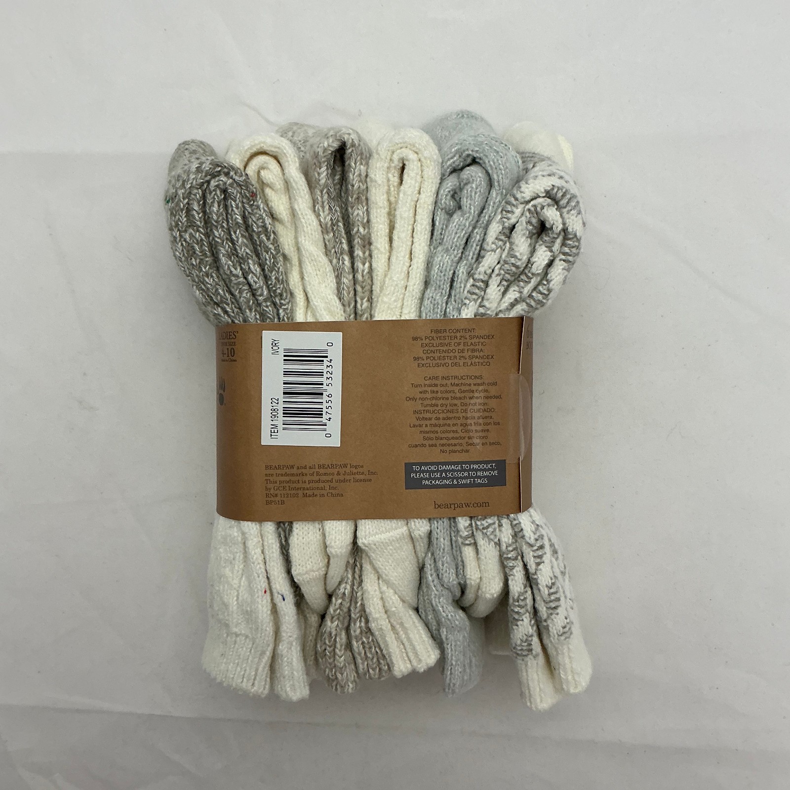 BEARPAW Womens Knit Boot Socks Cozy Comfort Crew 6 Pair Set Winter Warm NWT