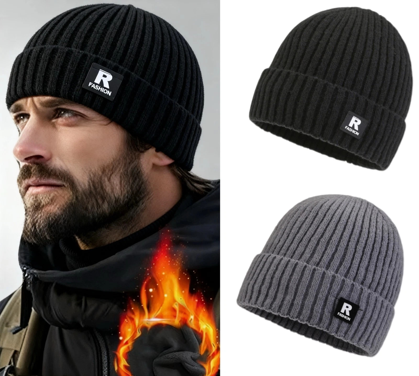 2PCS Military Tactical Skull Cap Winter Warm Fleece Windproof Ski Beanie Hats