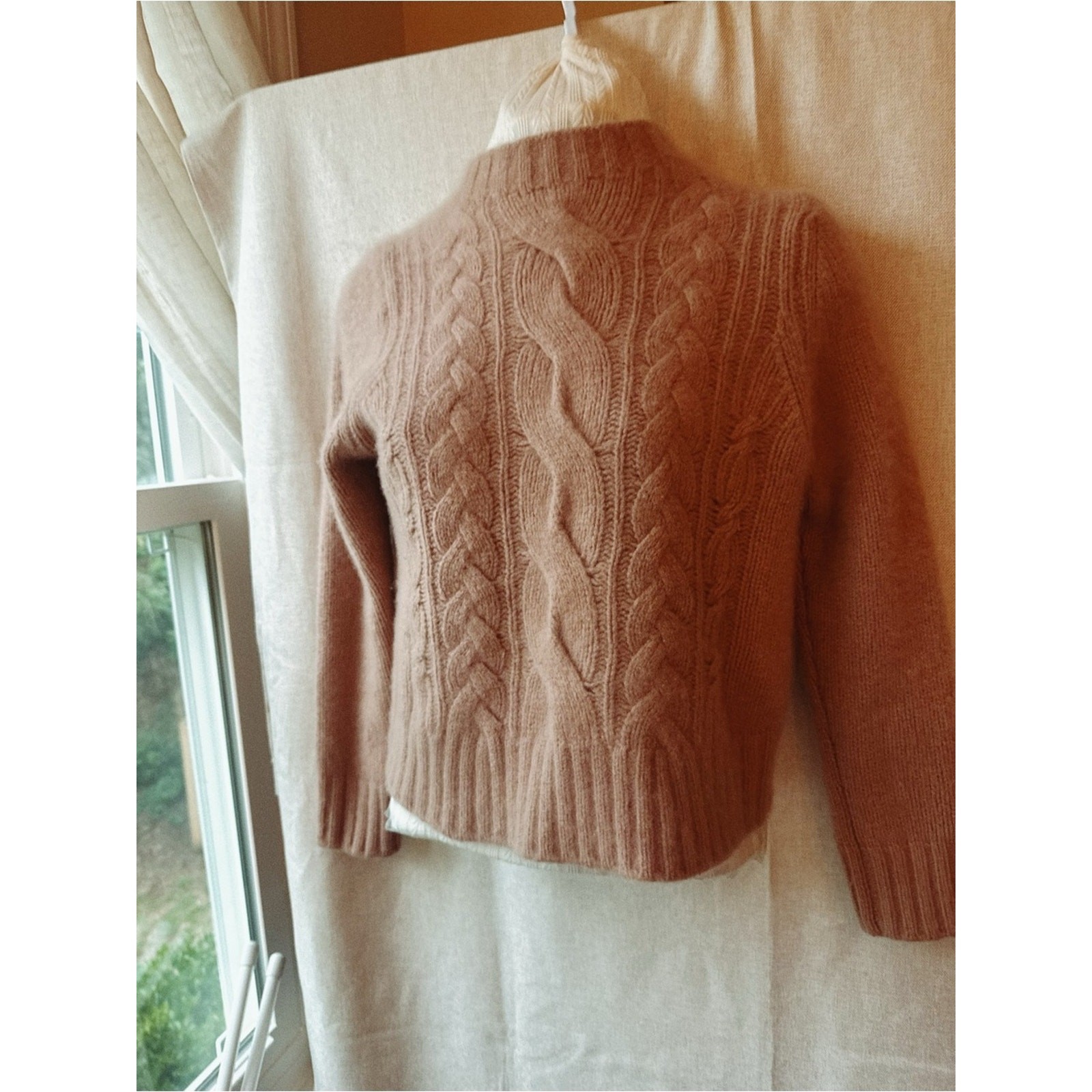 🌸🤍 Vince • Rosewood Cloud • Dusty Blush Pink • Fuzzy Cable Knit Mock Neck