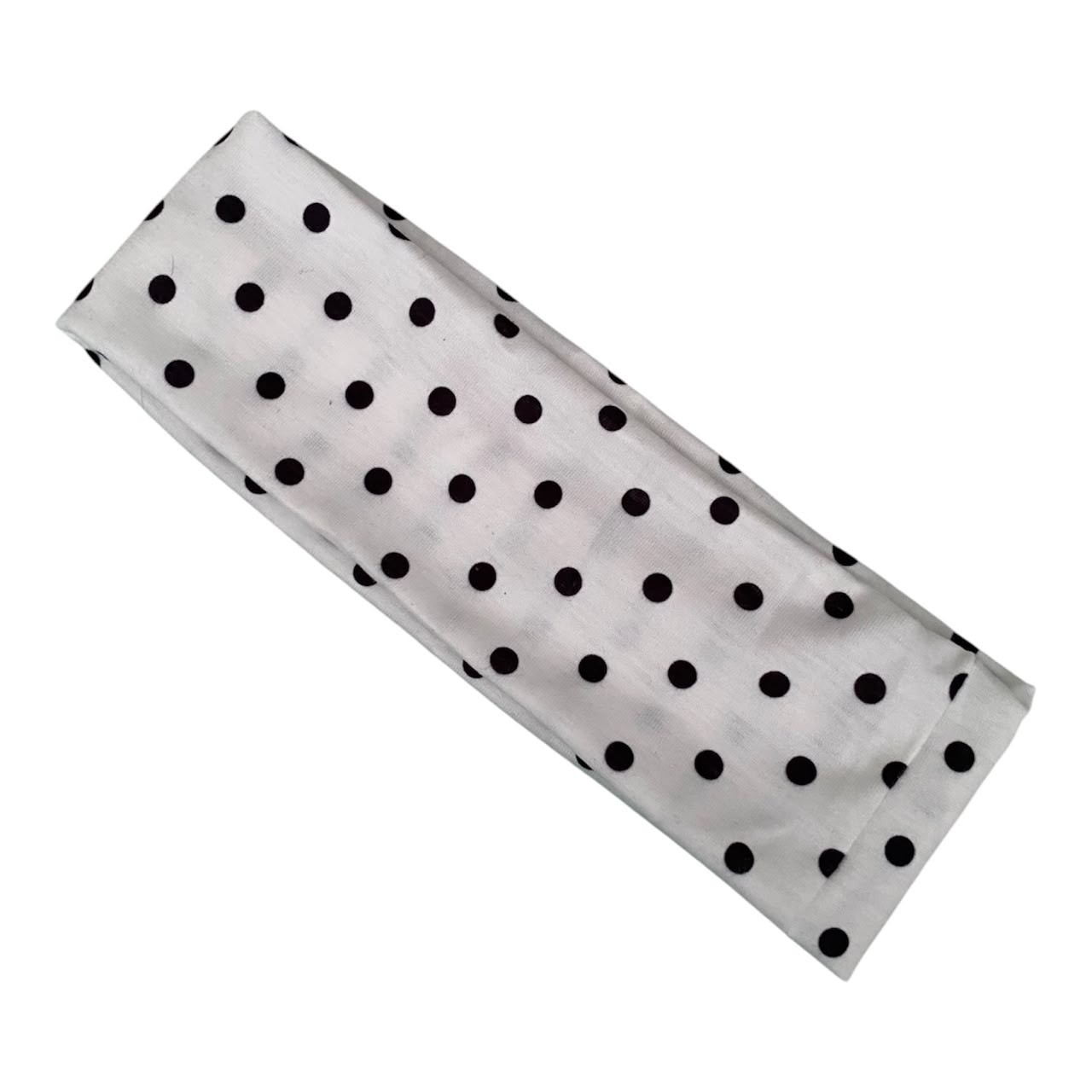 White Polka Dot Headband for Women Soft Stretch Hair Band